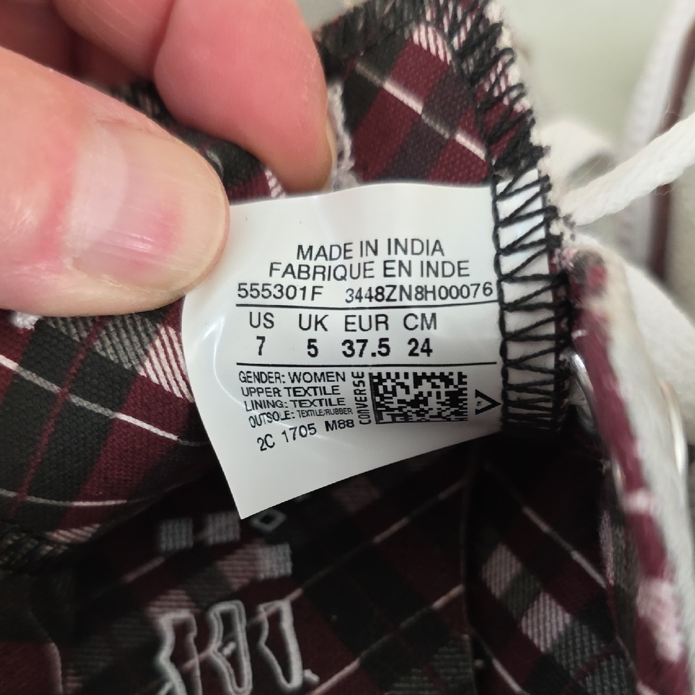 Converse Womens Putty Gray and Plaid Sneakers - Picture 6 of 8